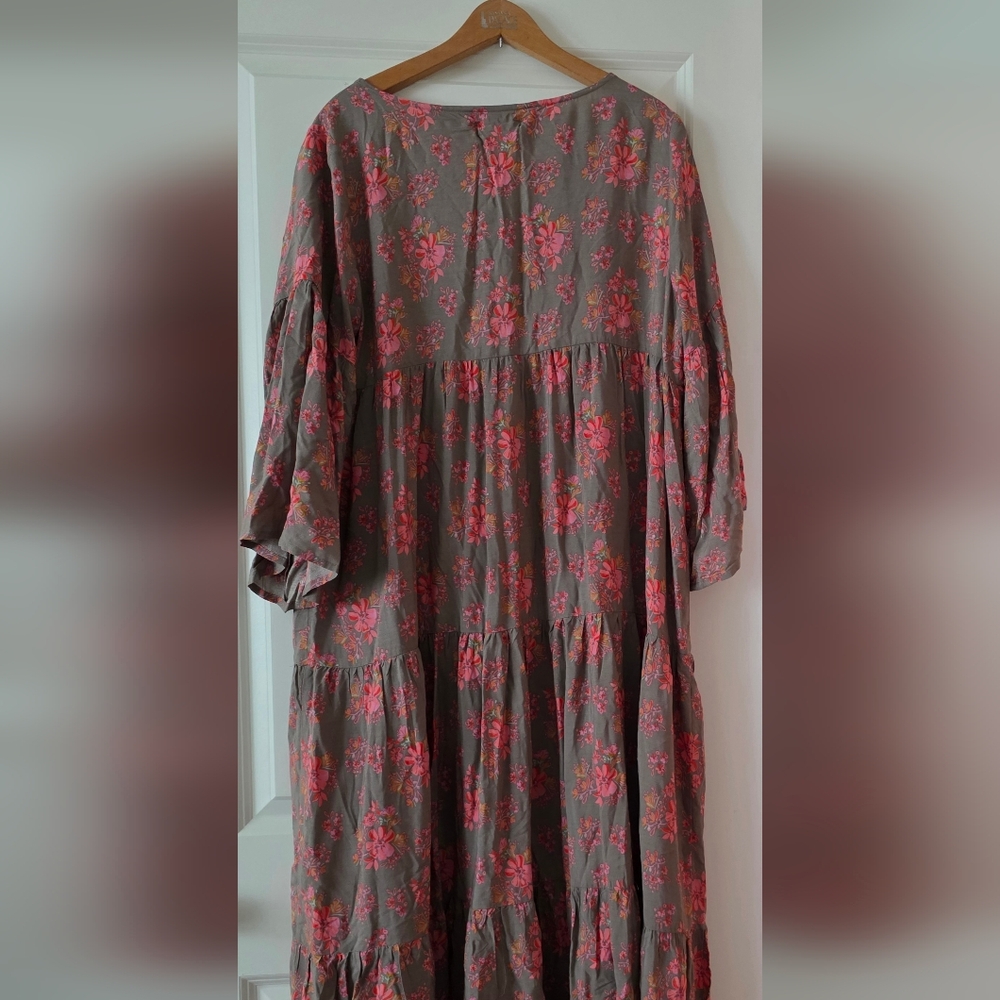 Natural Life Floral Cottage Core Maxi Dress Vneck Flowy Festival Boho X/XL NWT - Picture 2 of 7
